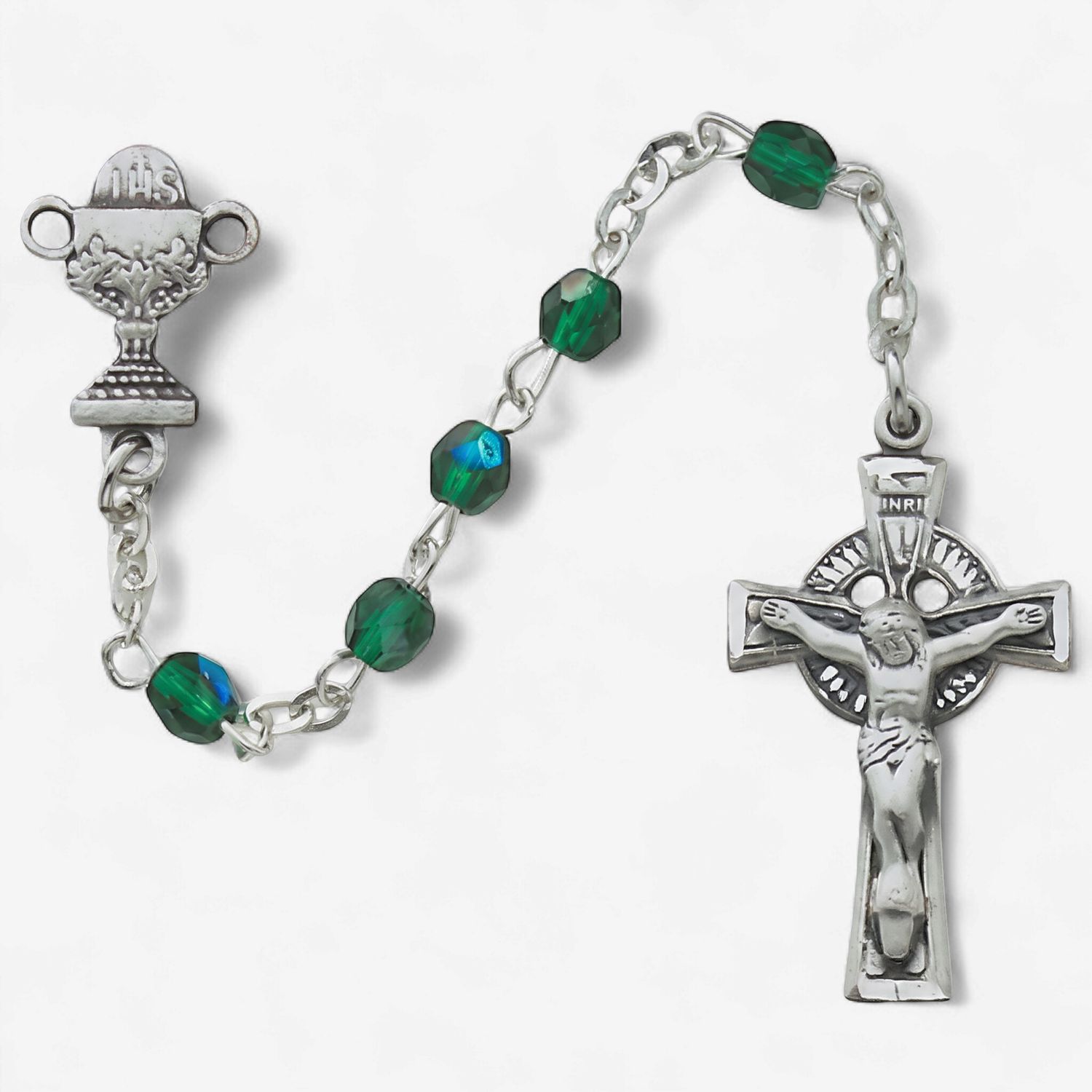 3mm Green Irish Comm Rosary