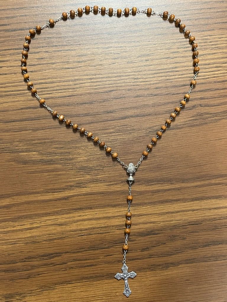 Brown Wood Communion Rosary 1
