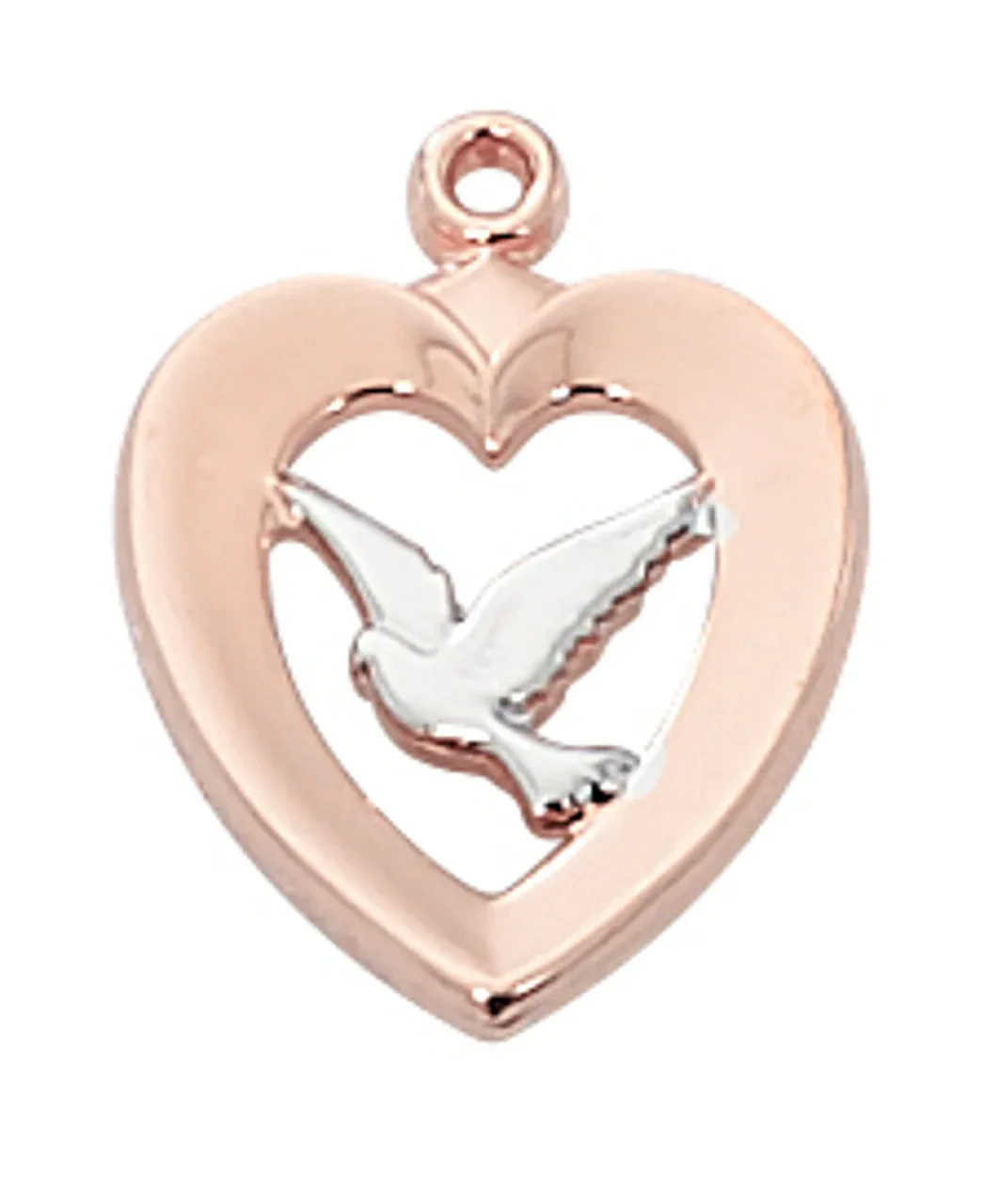 SS Rose Gold Heart W/Dove
