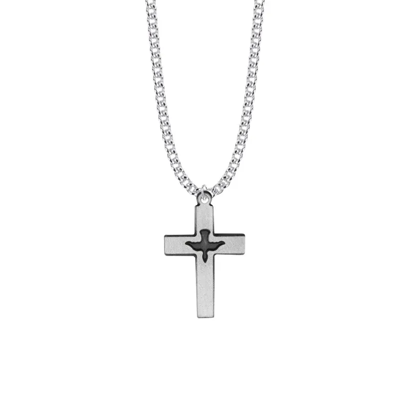 Pewter Cross Pierced Dove 24"