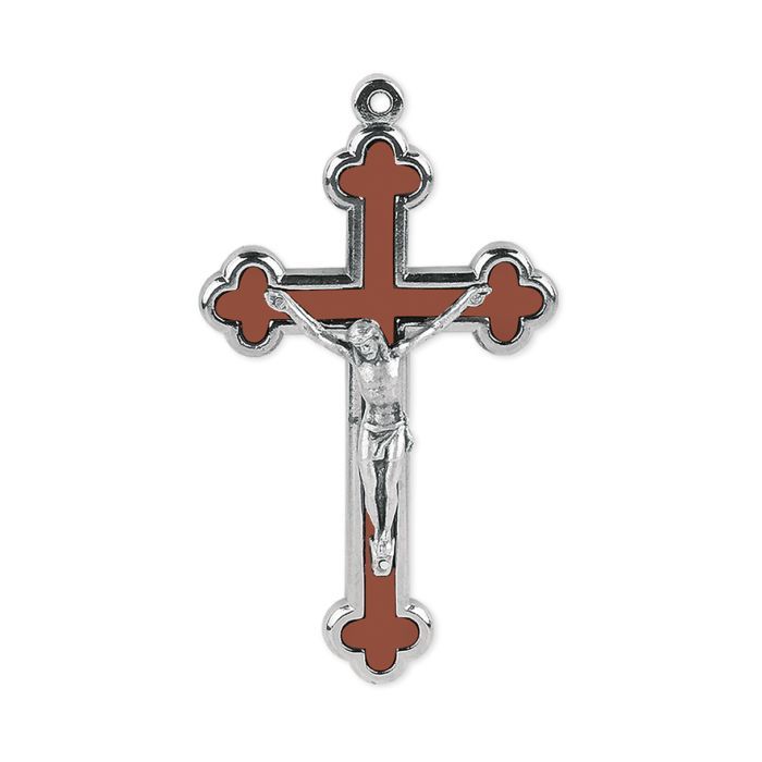 Brn Cloverleaf Crucifix Metal