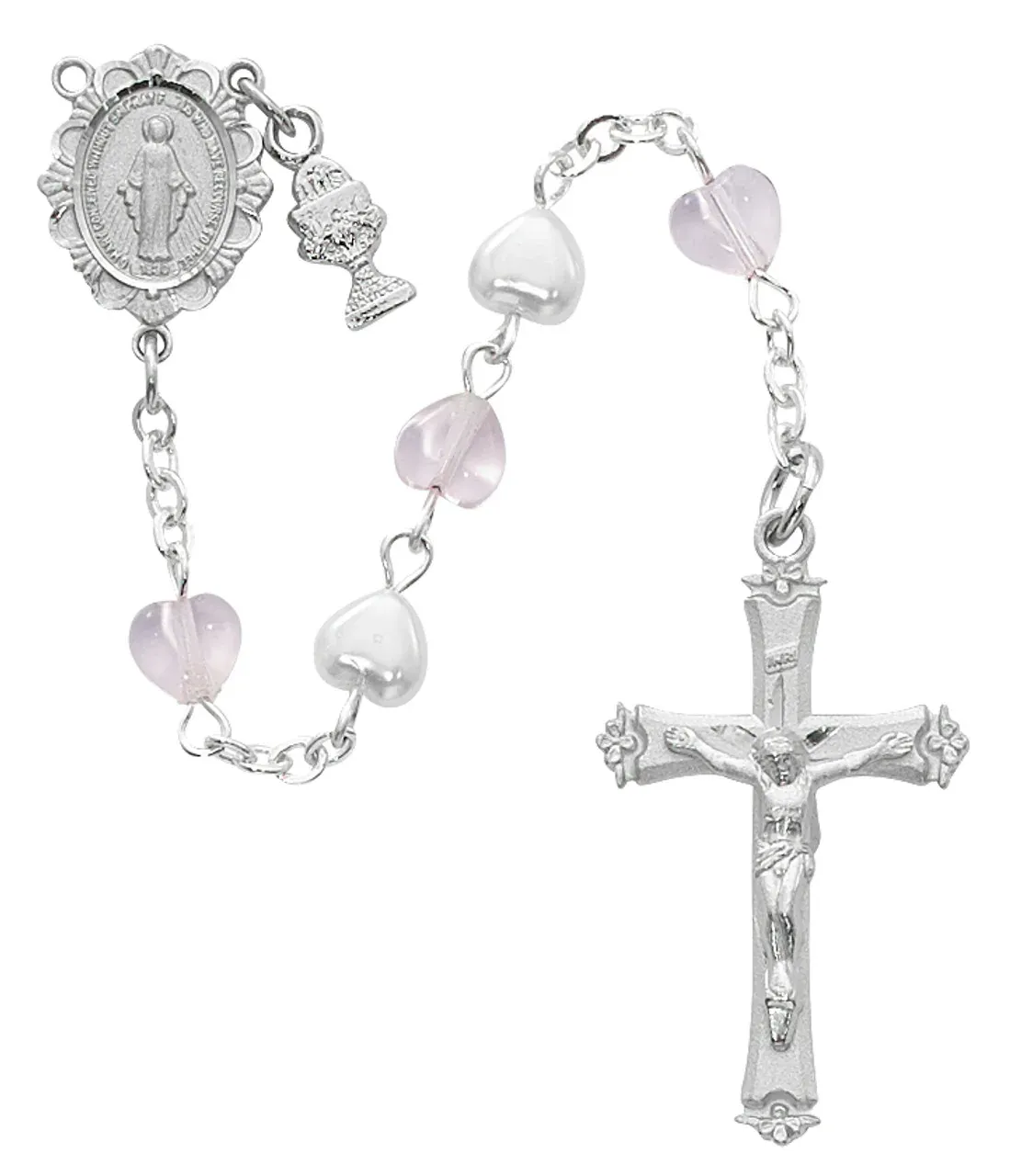 Pink And Pearl Heart Rosary