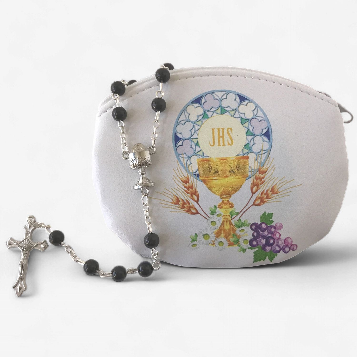 Comm Rosary &amp; Pouch Set Boy