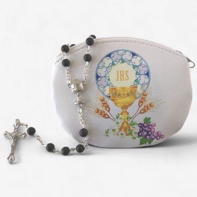 Comm Rosary &amp; Pouch Set Boy