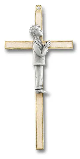 1st Communion Boy Cross 7" Prl