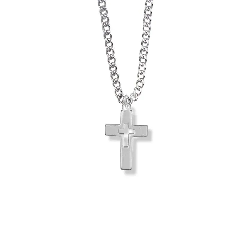 Silver Comm Boys Cross 18"