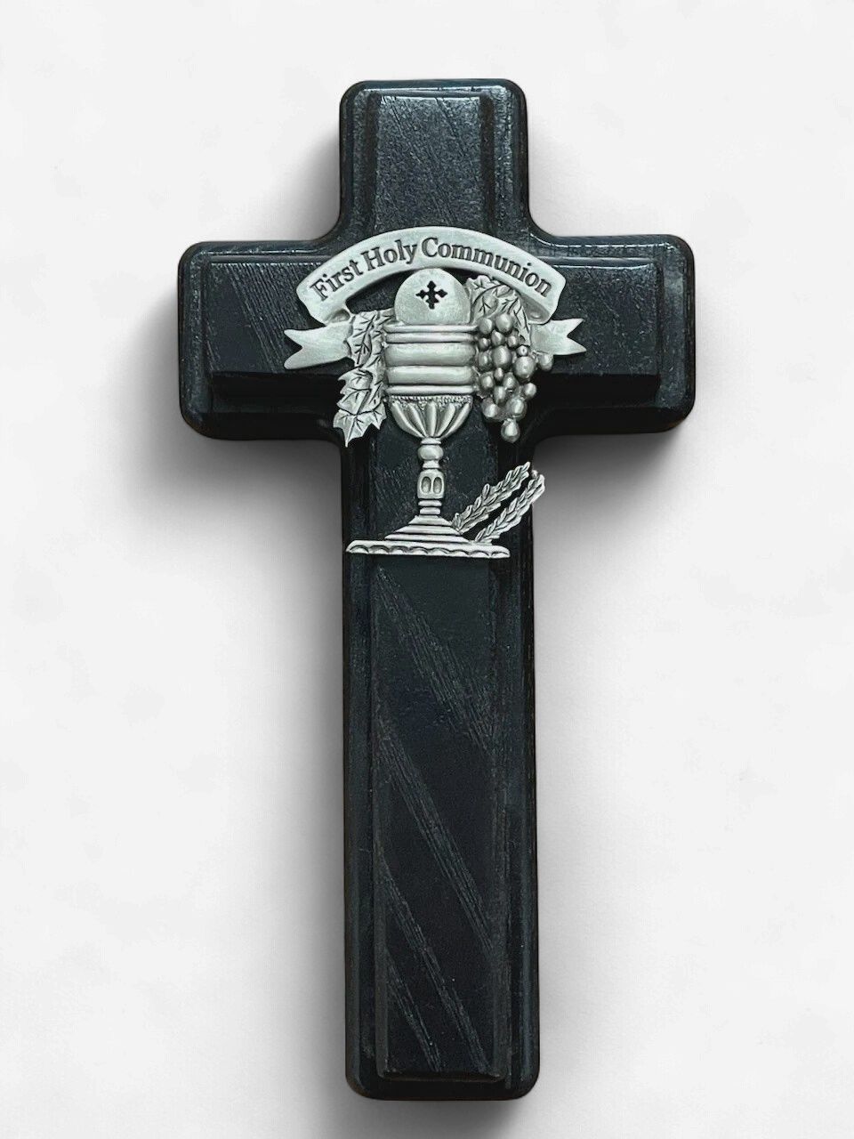 8" Comm Rosary Cross Black