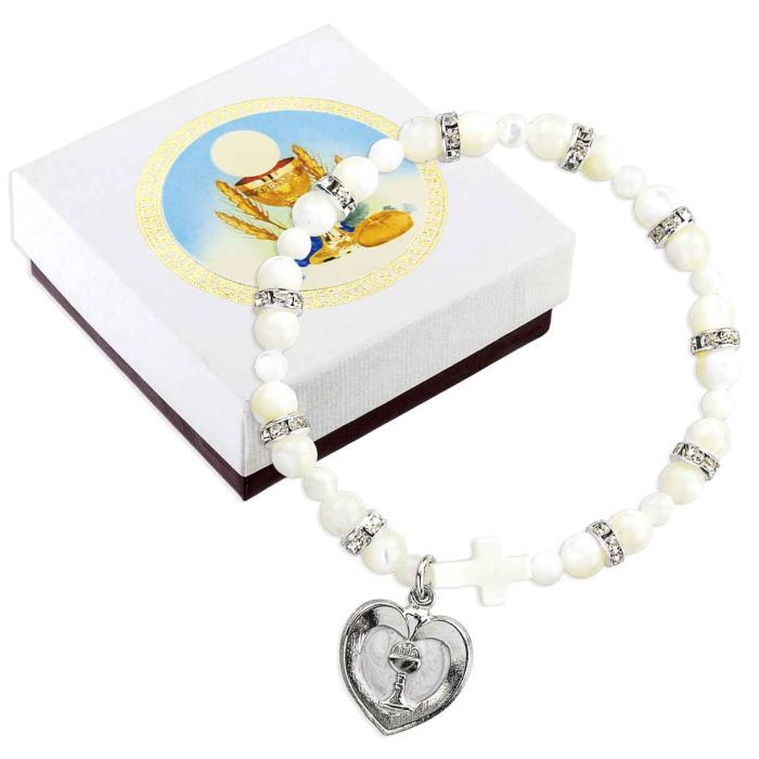 Faux Pearl Communion Bracelet