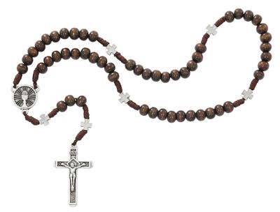 7mm Brown Wood Comm Rosary