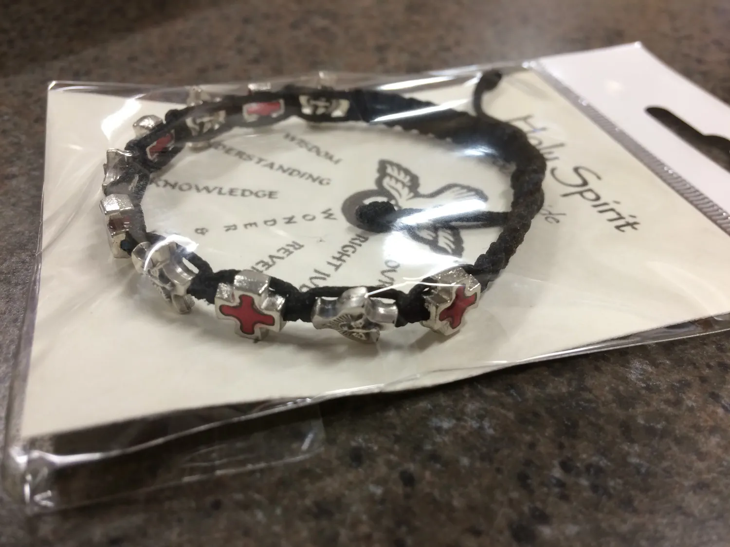 Confirmation Cord Bracelet Blk