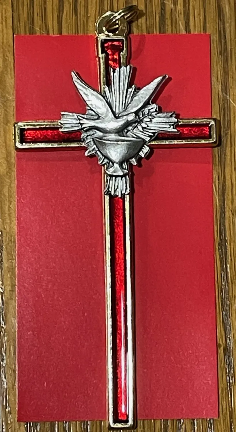 5" Holy Spirit Gold Red Cross