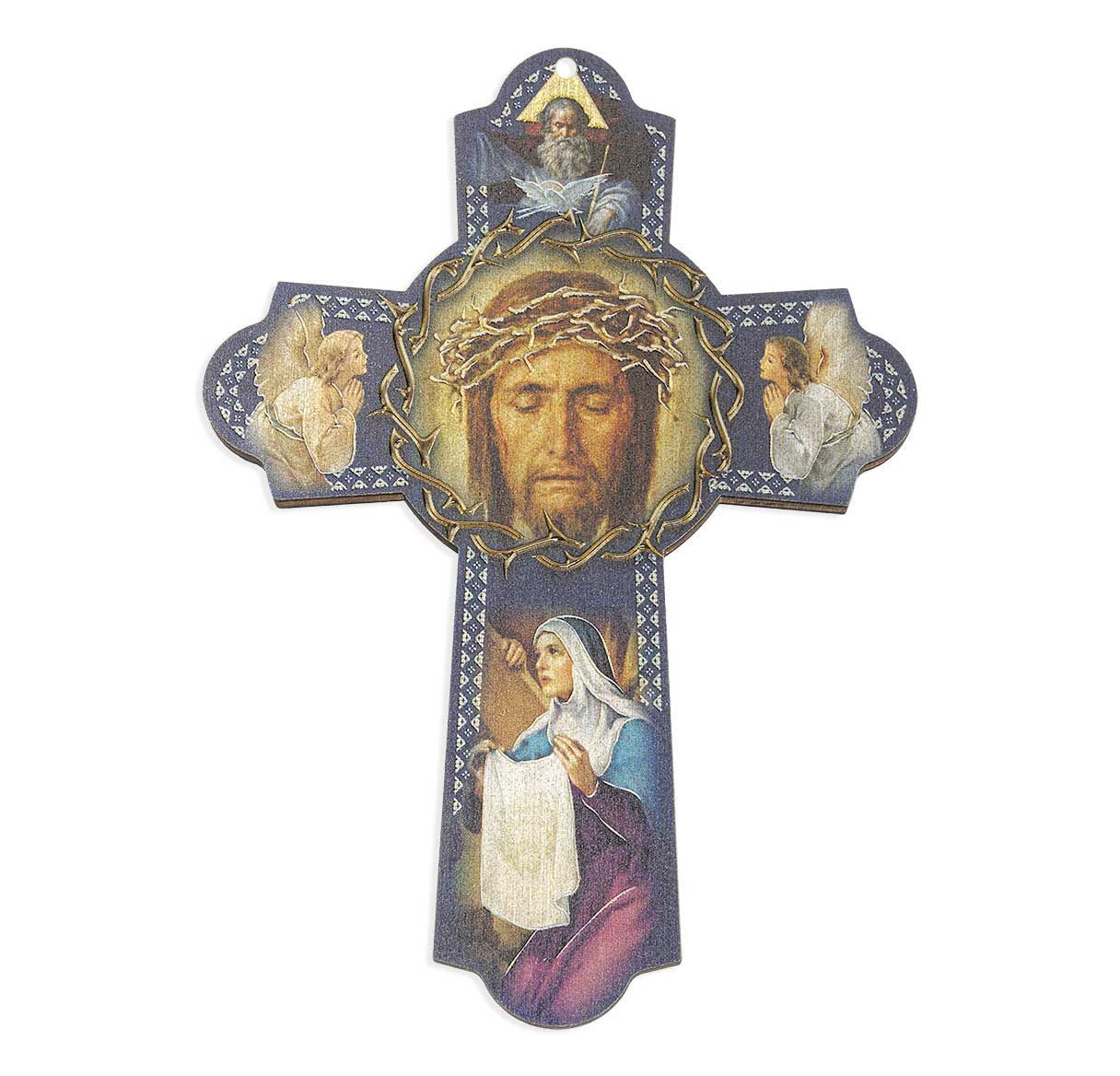 6" Holy Face Wood Wall Crss