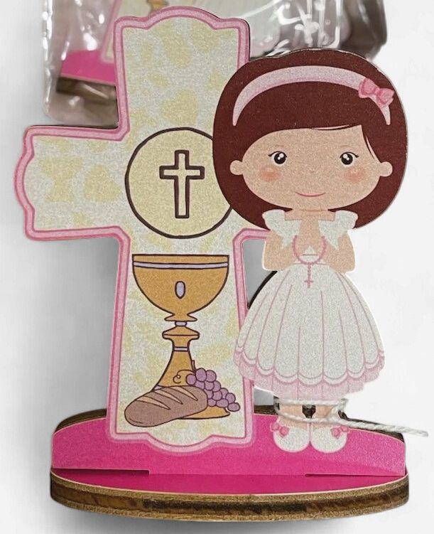 1st Com Girl With Cross Statue
