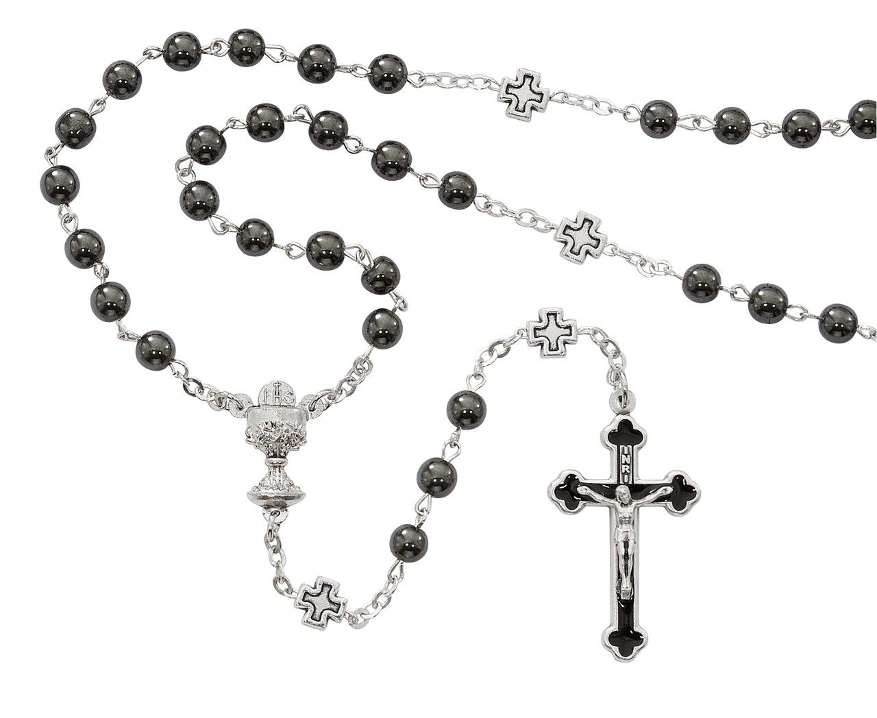 6mm Hematite Cross Rosary