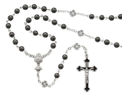 6mm Hematite Cross Rosary
