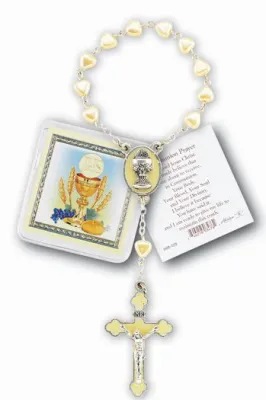 Wht Heartshaped Pocket Rosary
