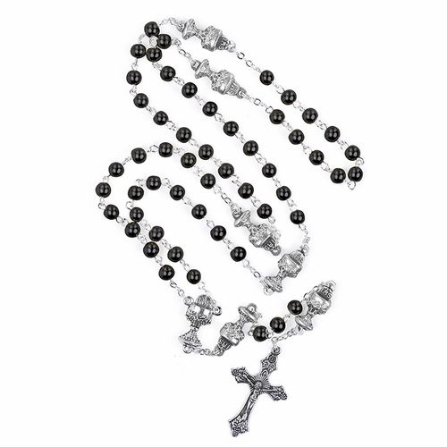 5mm Black Glass Comm Rosary