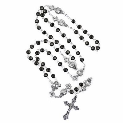 5mm Black Glass Comm Rosary