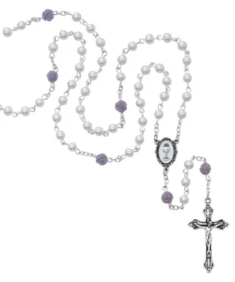 5mm White Pearl Purp Flwr Ros