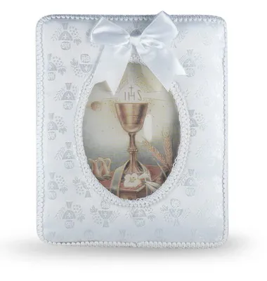 Satin W/Pearl Communion Frame