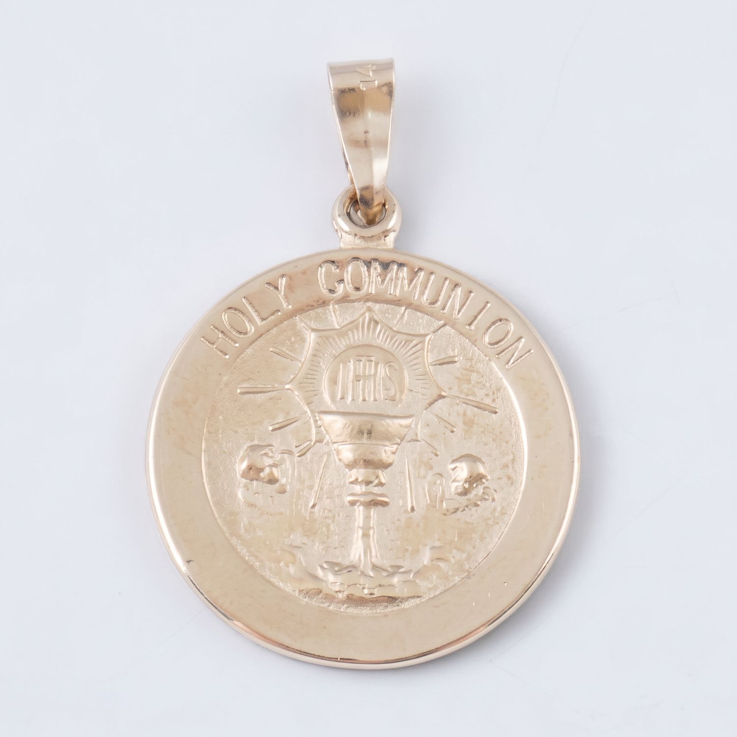14K Gold Round Communion Medl
