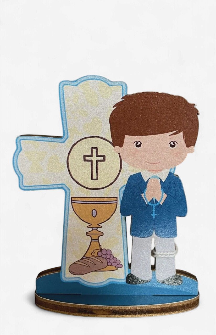 1st Com Boy With Cross Statue