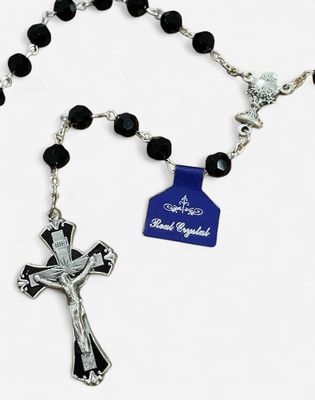Boys 1st Com Rosary Black