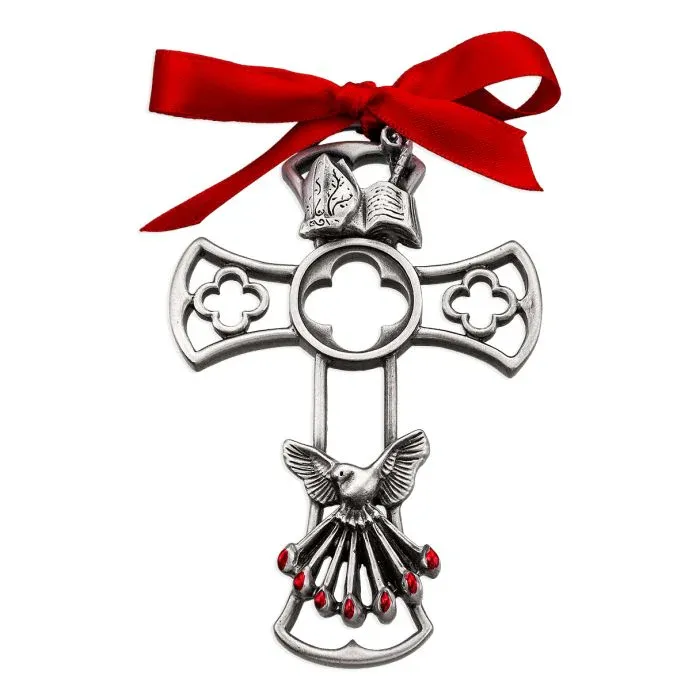 Pewter Confirm Cross W/Dove