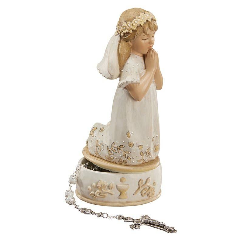 Kneeling Girl Communion Rosary Box