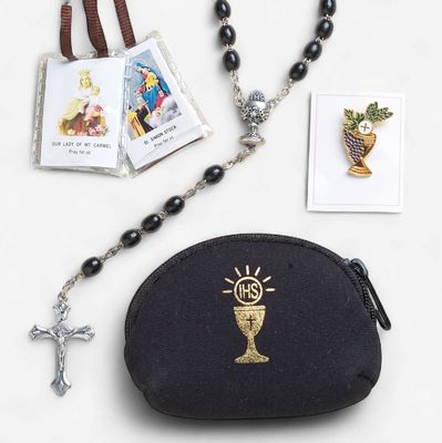 Black Rosary Comm Set Boy