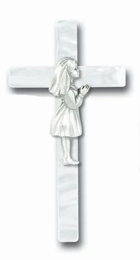 Pearlized Communion Girl Cross