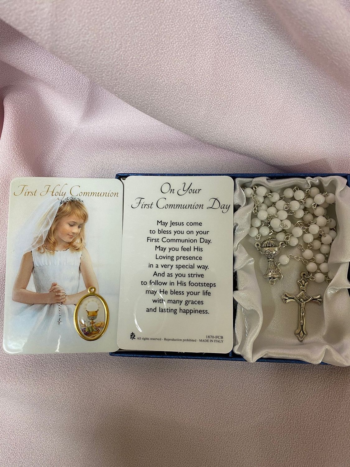 Girl Communion Rosary/Card Set
