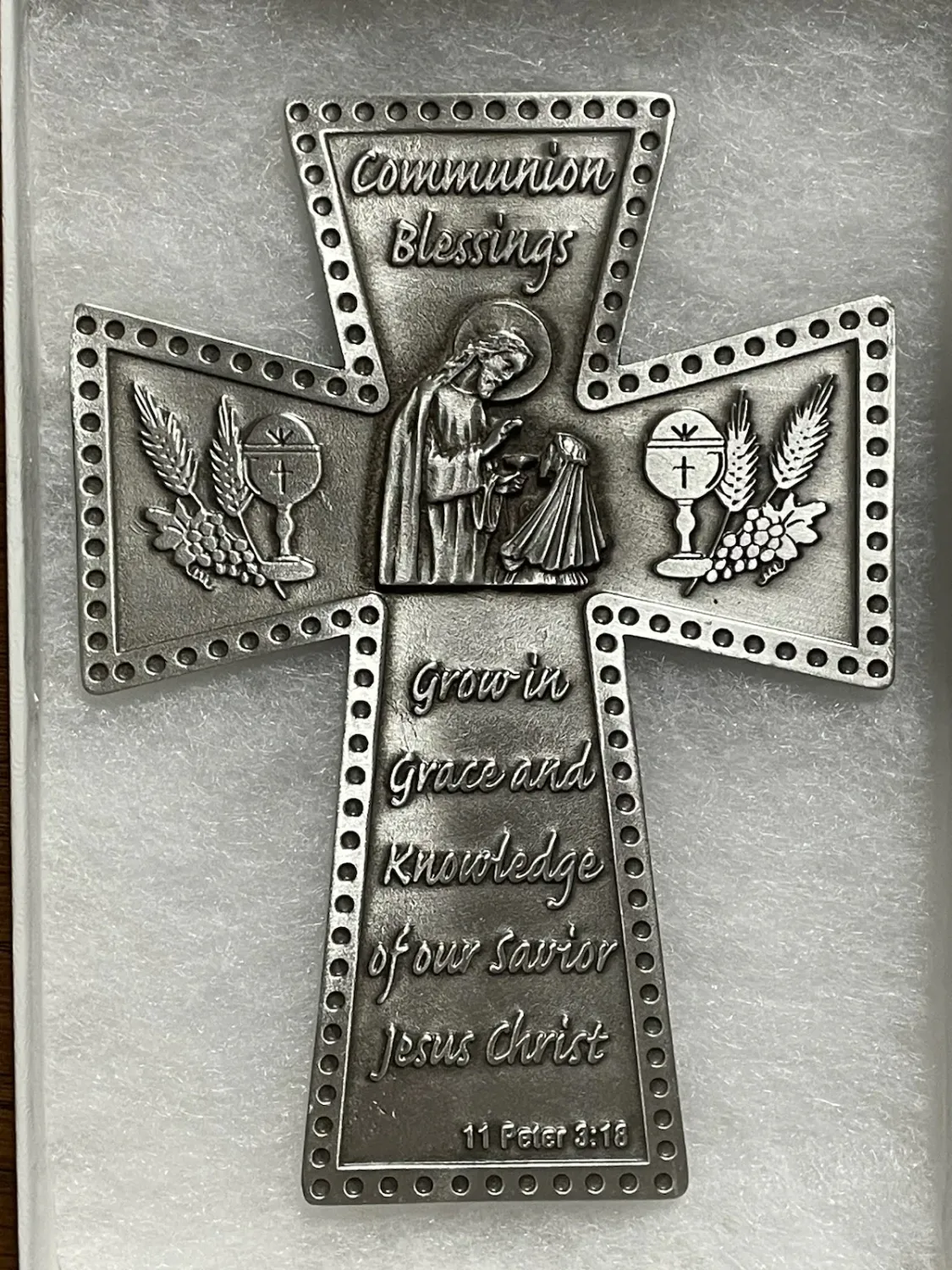 Pewter Communion Girl Cross