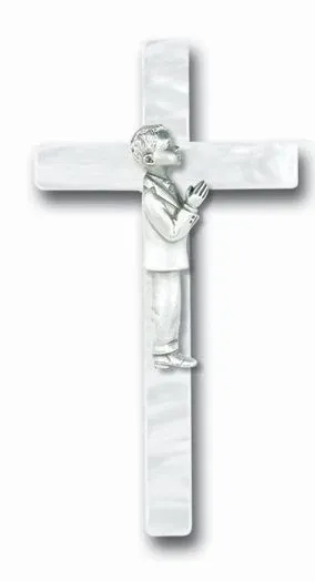 Pearlized Communion Boy Cross