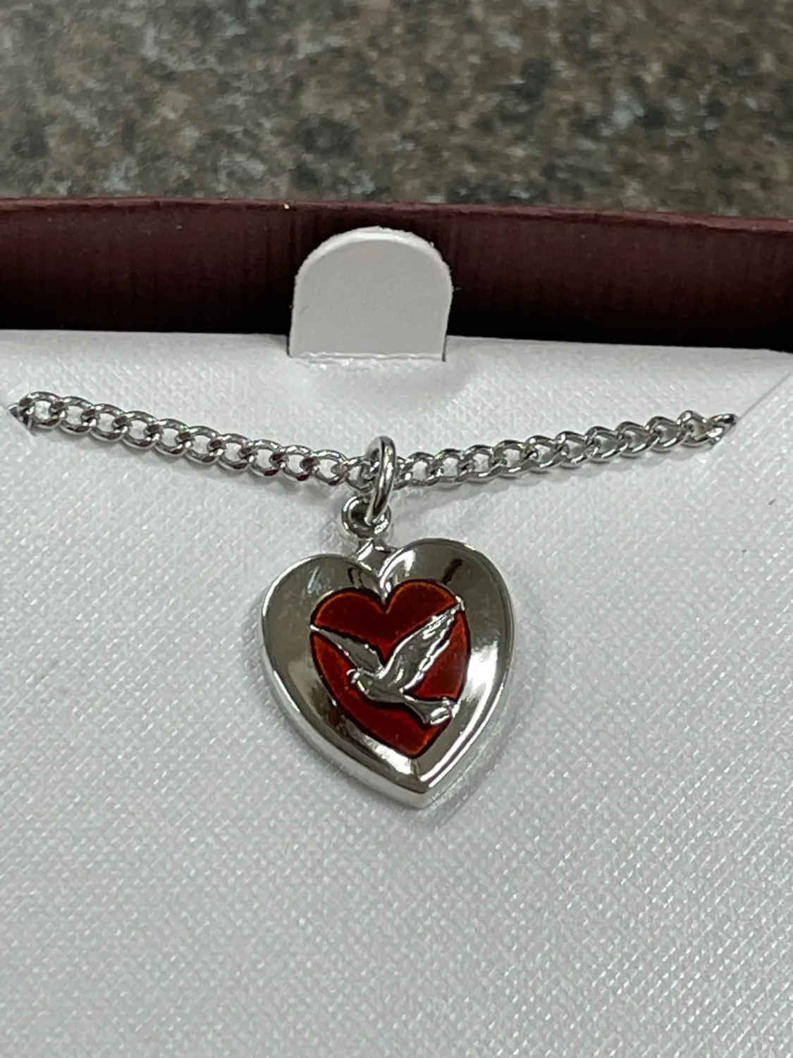 Red Enamel Heart W/ Dove 18"