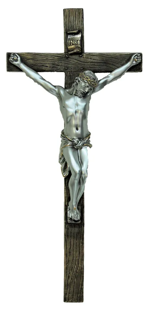 Crucifix Bronze/Pewter 13"
