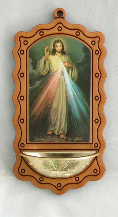 Divine Mercy Wood Font 7"