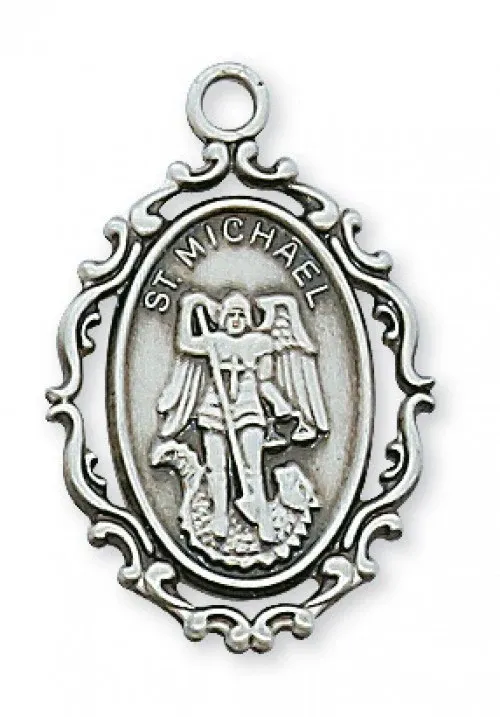 SS St Michael Medal Scroll Edg