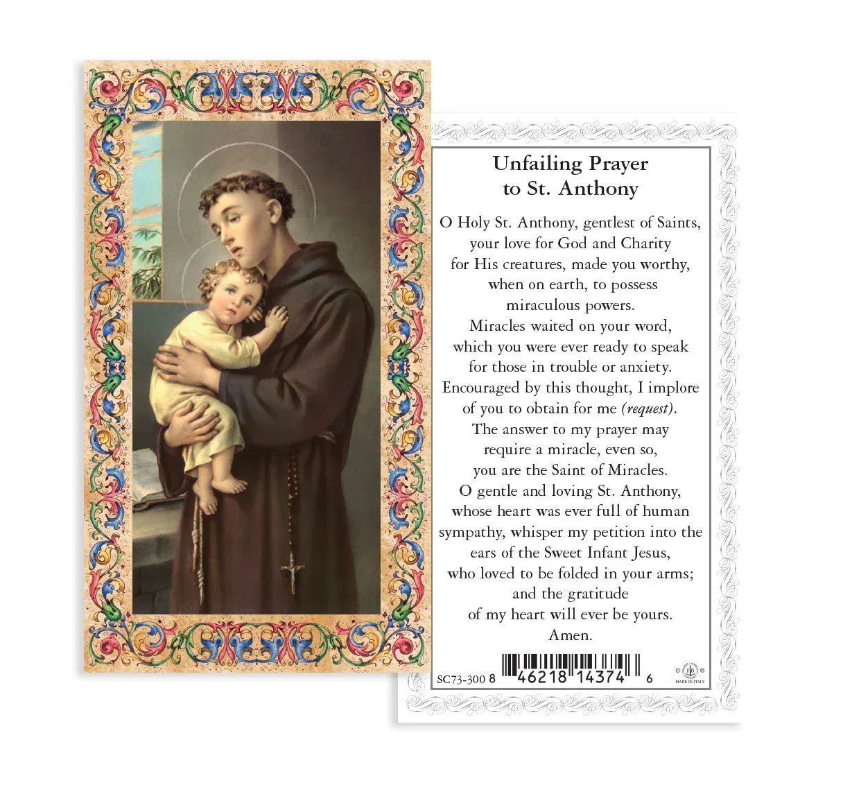 Patron St Statue St Anthony 4"