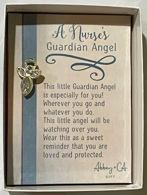 Gold Nurse Guardian Angel Pin