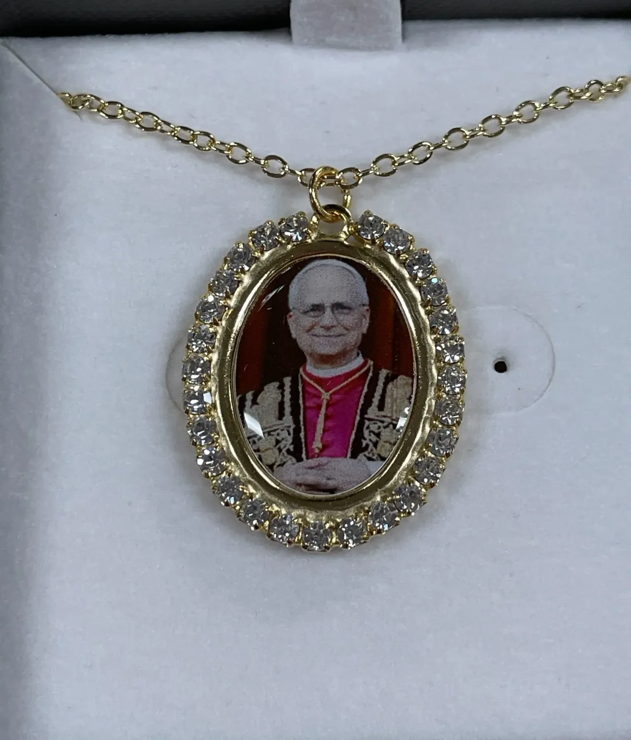 Pope Leo XIV Crystal Necklace