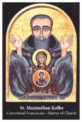 St Max Kolbe Icon Holy Card