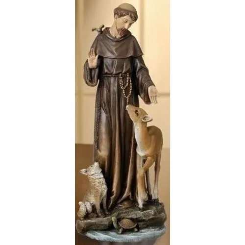 St Francis W/Deer, Wolf, Turtl