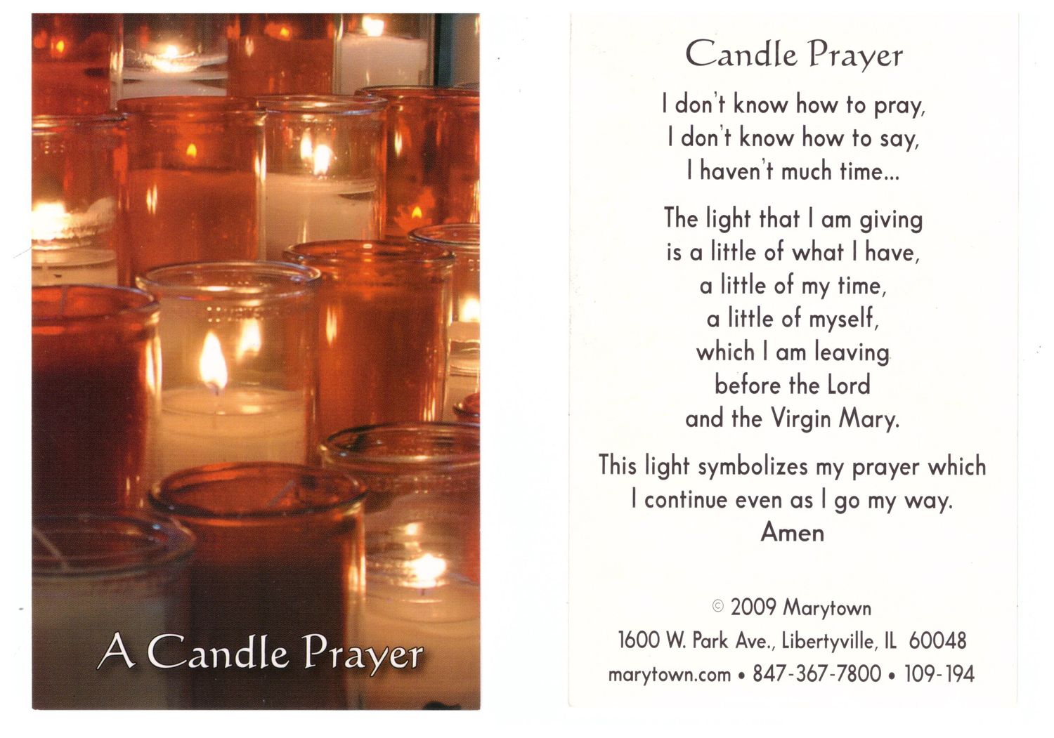 Candle Prayer Card 25Pk