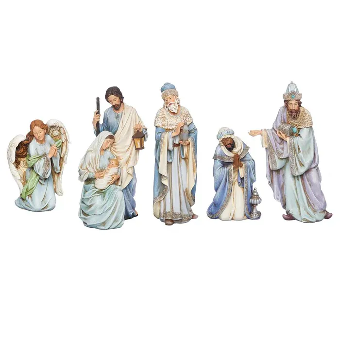 5Pc Blue Robe Nativity 15"