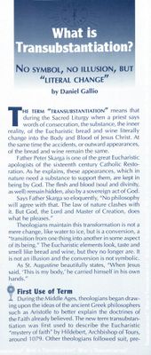What Is Transubstantiation 1