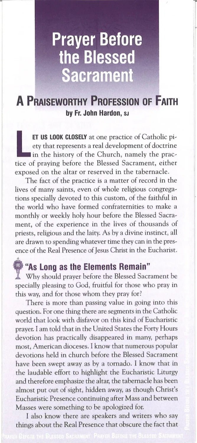 Prayer Before The Blessed