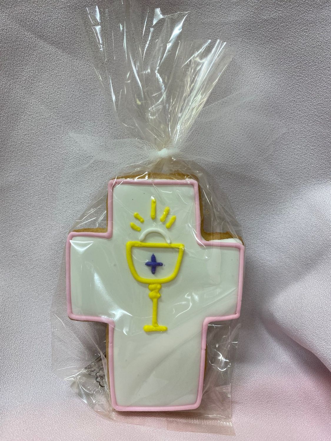 Communion Cross Cookie Pink