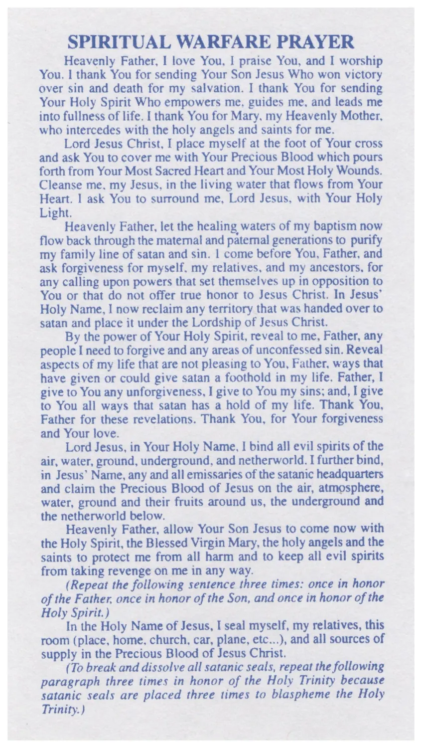 Spiritual Warfare Prayer