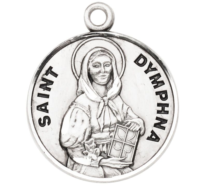 St Dymphna Round Medal 18" Chain